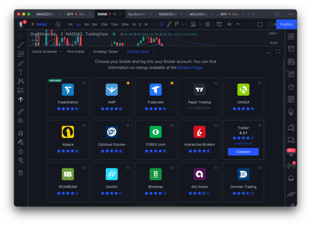 TradingView connect broker